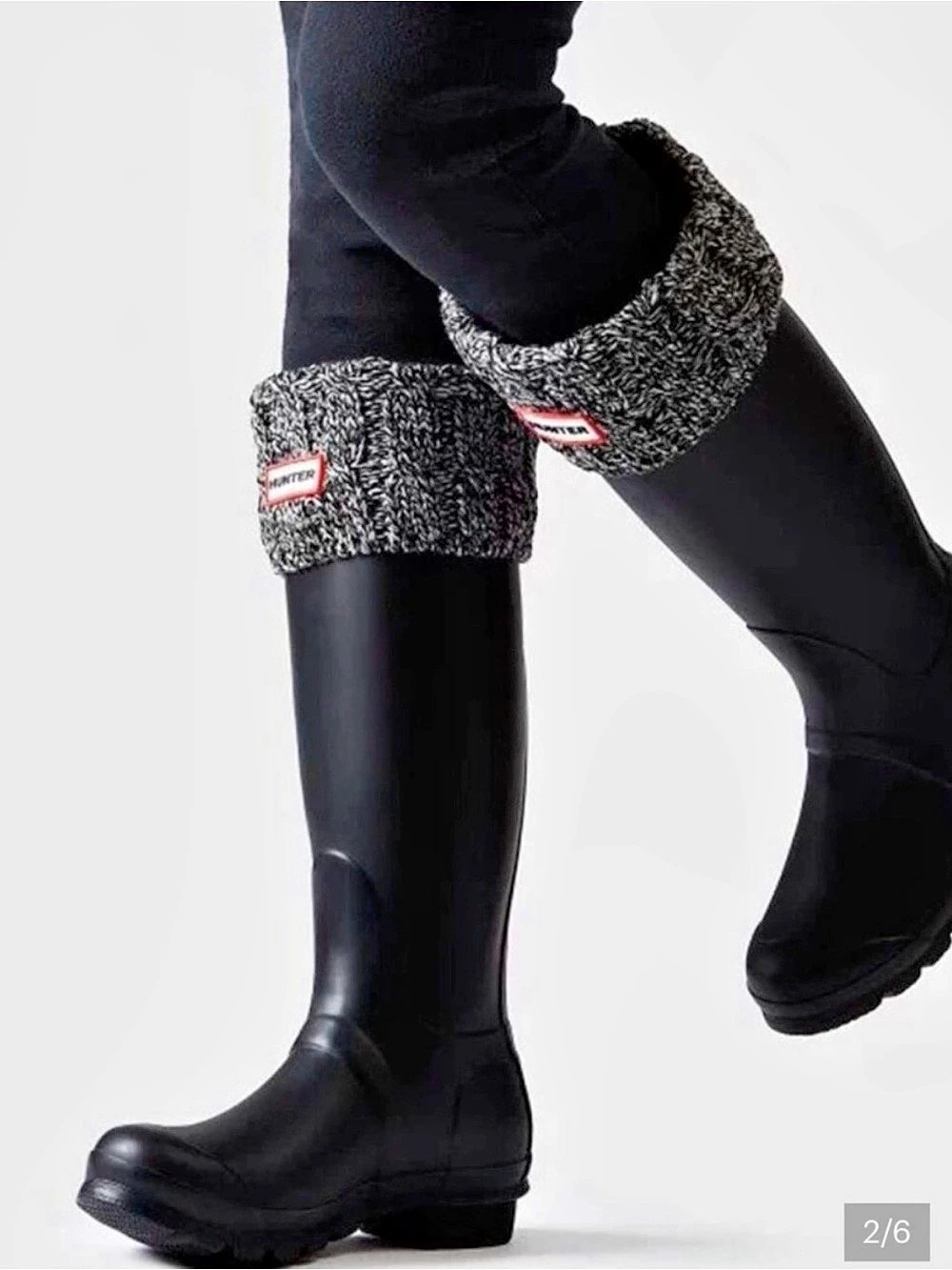 Hunter Original 6 Stitch Cable Knit Tall Boot Socks in Black